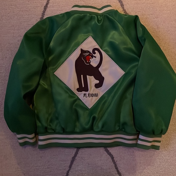 Mini rodini Emerald Green Satin Baseball Jacket Size 6-7 yr - Picture 6 of 11